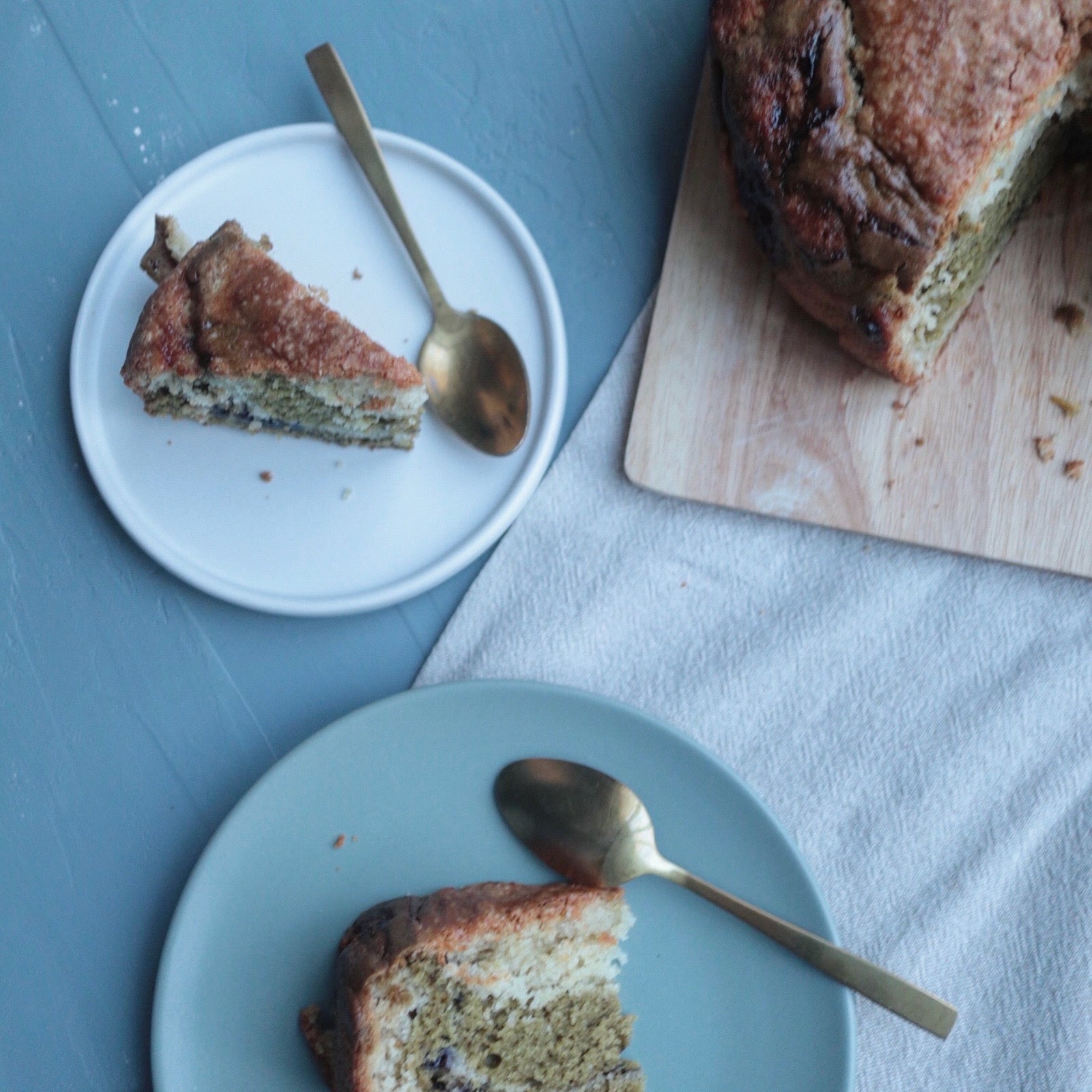 Matcha Lemon Blueberry Jam Cake (Vegan)