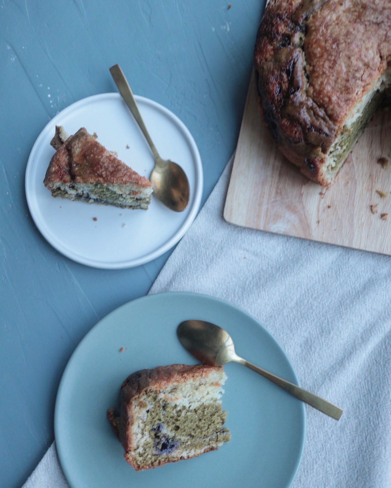 Matcha Lemon Blueberry Jam Cake (Vegan)