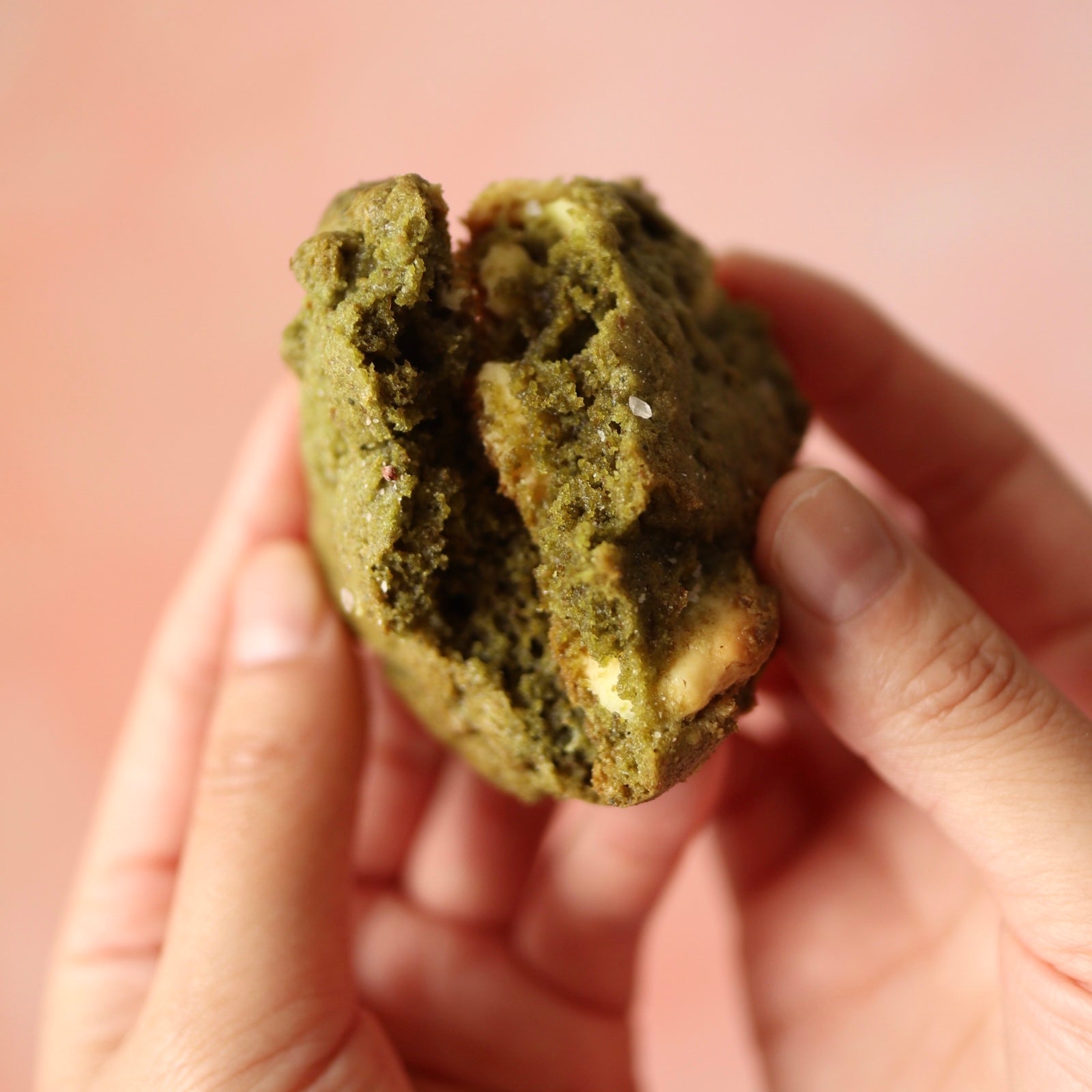 Chewy Salted Matcha Cookies