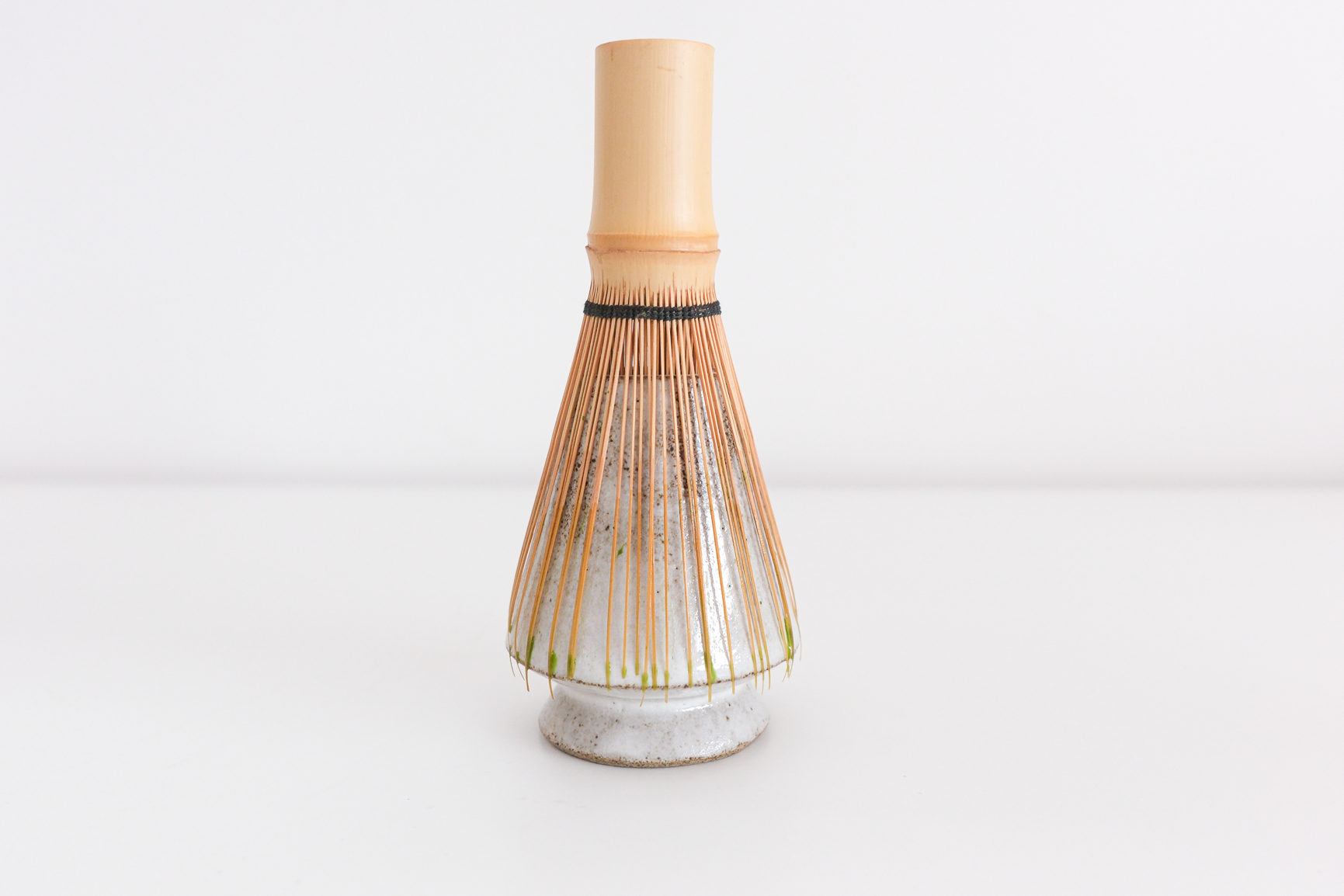 Matcha chasen bamboo whisk holder glazed with whisk new zealand studio foon